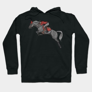 Dapple Grey and Red Show Jumping mare Hoodie